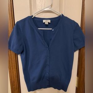 Loft short sleeved cardigan, blue, size small